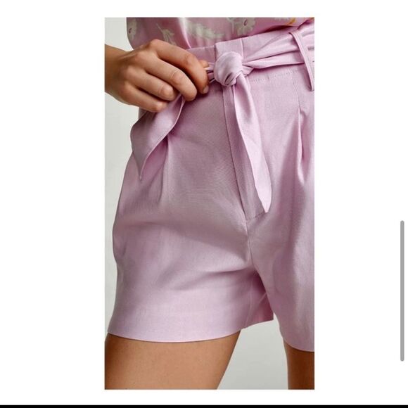 New Joie purple lavender pink high waist wrap tie balloon shorts